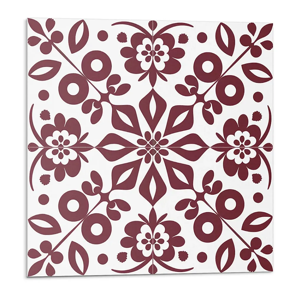 Wallfluent Panneau Mural TV 50x50 cm Motif Floral Avec Des Feuilles 4 pièces- Lambris Mural