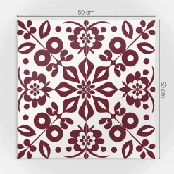 Wallfluent Panneau Mural TV 50x50 cm Motif Floral Avec Des Feuilles 4 pièces- Lambris Mural