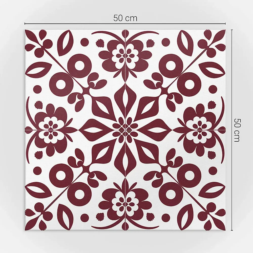 Wallfluent Panneau Mural TV 50x50 cm Motif Floral Avec Des Feuilles 4 pièces- Lambris Mural