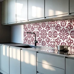 Wallfluent Panneau Mural TV 50x50 cm Motif Floral Avec Des Feuilles 4 pièces- Lambris Mural