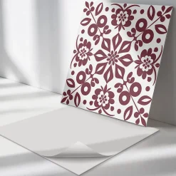 Wallfluent Panneau Mural TV 50x50 cm Motif Floral Avec Des Feuilles 4 pièces- Lambris Mural
