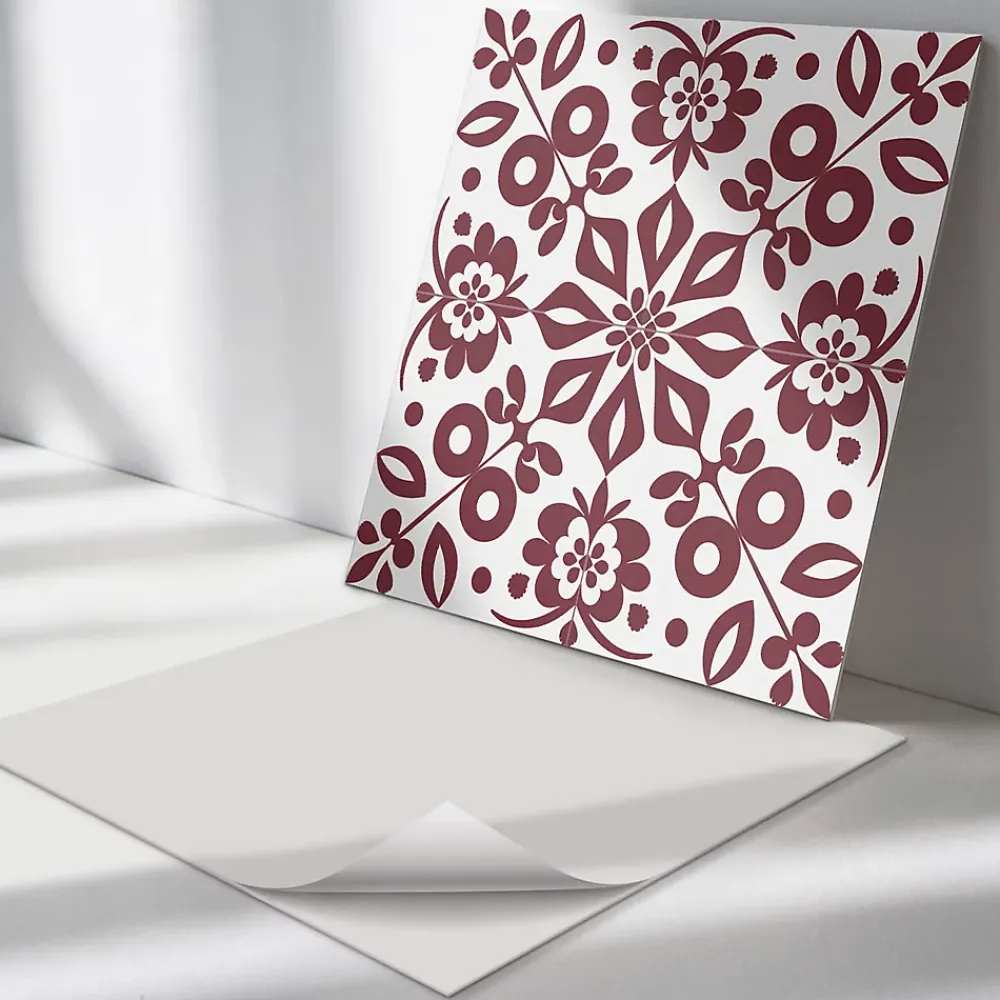 Wallfluent Panneau Mural TV 50x50 cm Motif Floral Avec Des Feuilles 4 pièces- Lambris Mural