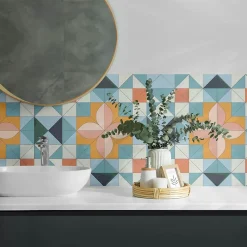 Wallfluent Panneau Mural TV 100x50 cm Géométrie Des Formes 1 pièce- Lambris Mural
