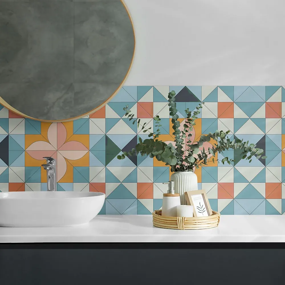 Wallfluent Lambris Mural<Panneau Mural 50x50 cm Motif Géométrique Avec Une Fleur 4 pièces