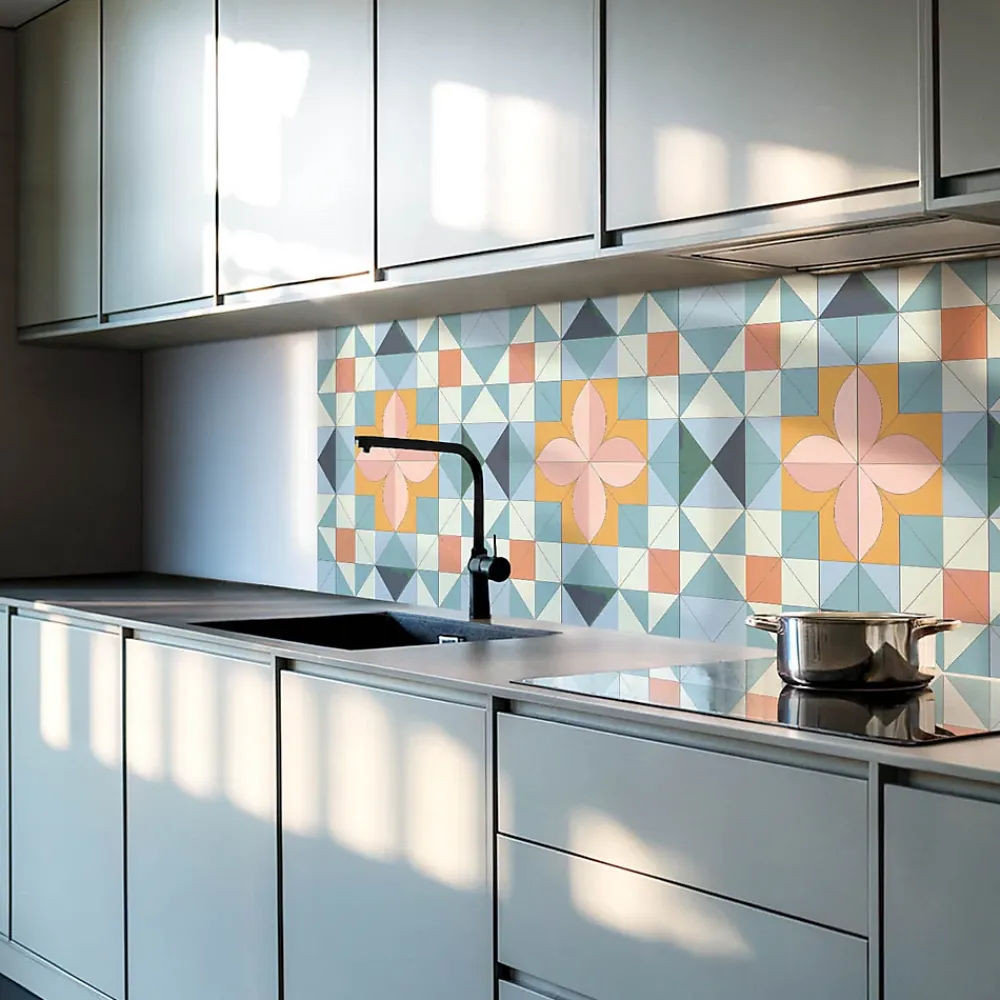 Wallfluent Lambris Mural<Panneau Mural 50x50 cm Motif Géométrique Avec Une Fleur 4 pièces