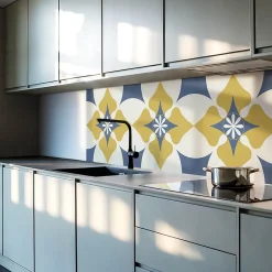 Wallfluent Panneau Mural 50x50 cm Motif Floral Symétrique 4 pièces- Lambris Mural