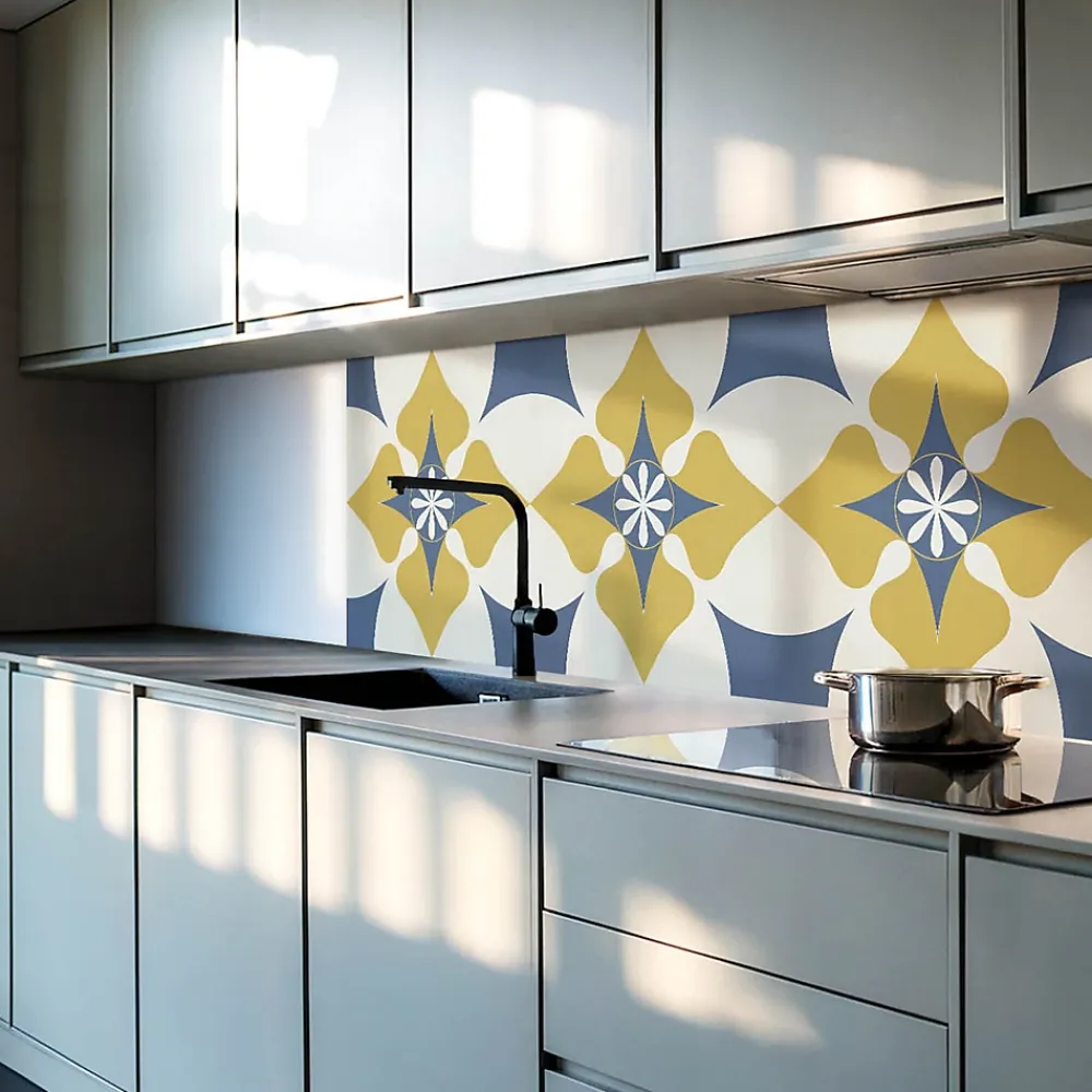 Wallfluent Panneau Mural 50x50 cm Motif Floral Symétrique 4 pièces- Lambris Mural