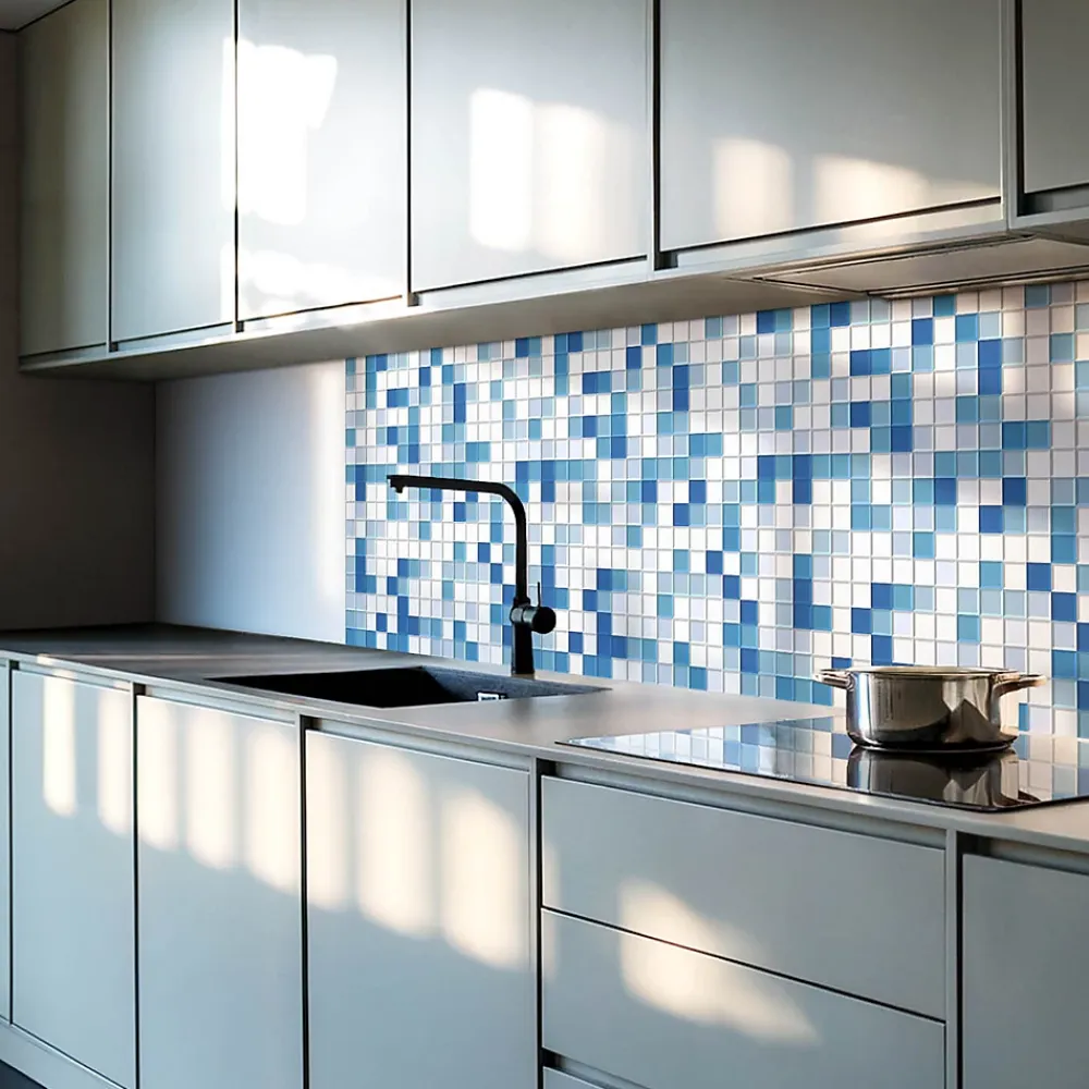 Wallfluent Panneau Mural 50x50 cm Mosaïque Dans Des Tons De Bleu 4 pièces- Lambris Mural