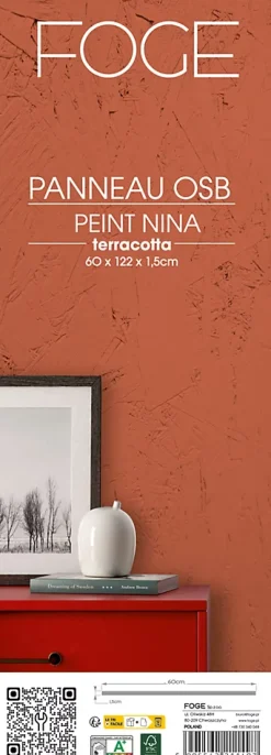 Foge Panneau Décoratif En Bois|Panneau Bois, Osb, Mdf<Panneau Ninna OSB-3 terracotta122 x 60 x 1,5 cm