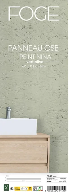 Foge Panneau Décoratif En Bois|Panneau Bois, Osb, Mdf<Panneau Ninna OSB-3 vert olive 122 x 60 x 1,5 cm