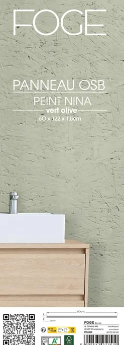 Foge Panneau Décoratif En Bois|Panneau Bois, Osb, Mdf<Panneau Ninna OSB-3 vert olive 122 x 60 x 1,5 cm