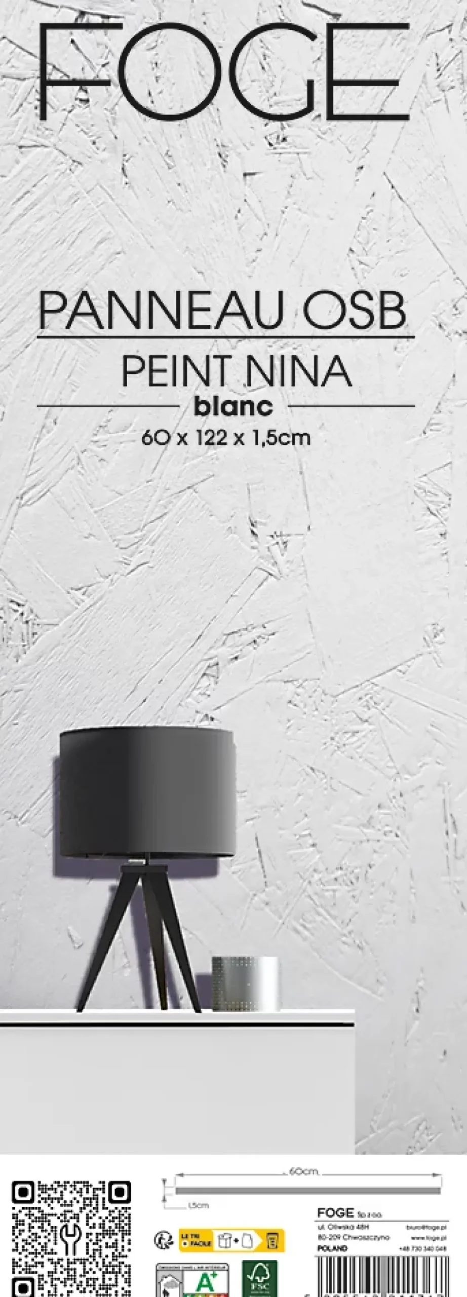 Foge Panneau Décoratif En Bois|Panneau Bois, Osb, Mdf<Panneau OSB-3 blanc 122 x 60 x 1,5 cm