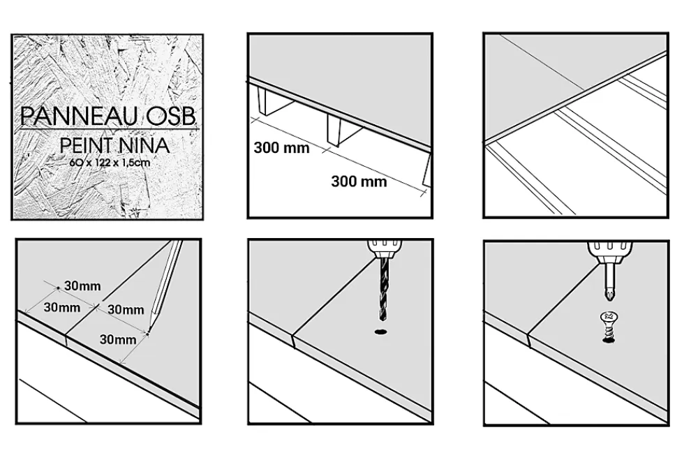 Foge Panneau Décoratif En Bois|Panneau Bois, Osb, Mdf<Panneau OSB-3 blanc 122 x 60 x 1,5 cm