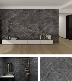 Wall Fashion Panneau PVC Adhésif Marbre Gris- Lambris Mural
