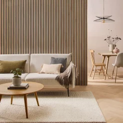 Vertigo Panneau tasseau mural acoustique décoratif en MDF - effet bois chêne clair, H.250 x l.30cm- Lambris Mural