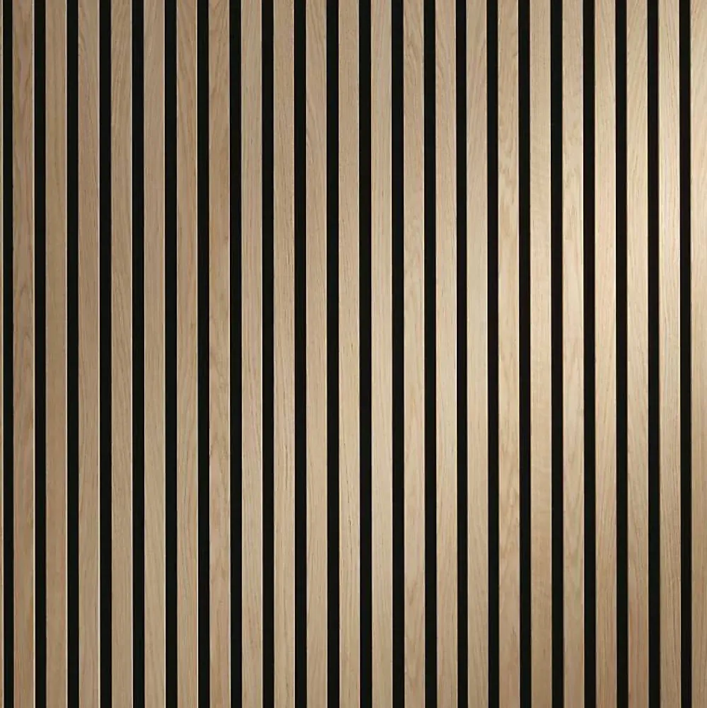 Decoon Panneau Tasseau Bois<Panneau tasseaux bois 250 x 30 x 1cm - Lamelles chêne clair véritable fond noir - 0,75m²