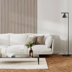 Decoon Panneau tasseaux bois 250 x 30 x 1,4 cm décor blanc / fond rigide chêne - 0,75m²- Panneau Tasseau Bois