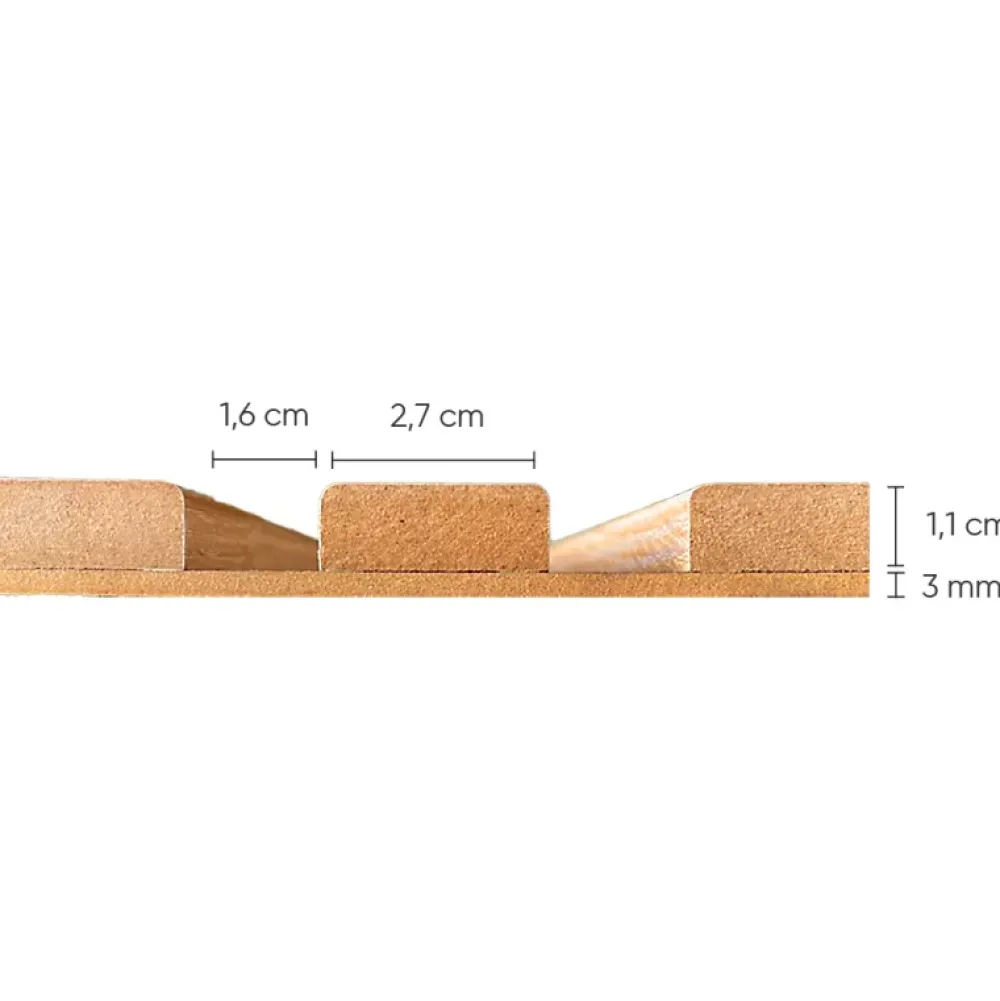 Decoon Panneau tasseaux bois 250 x 30 x 1,4 cm décor blanc / fond rigide chêne - 0,75m²- Panneau Tasseau Bois