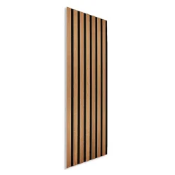 Decoon Panneau tasseaux bois 120 x 30 x 1cm - Lamelles chêne doré véritable fond noir - 0,36m²- Panneau Tasseau Bois