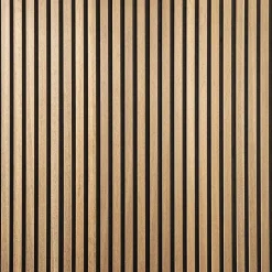 Decoon Panneau tasseaux bois 120 x 30 x 1cm - Lamelles chêne doré véritable fond noir - 0,36m²- Panneau Tasseau Bois