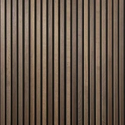 Decoon Panneau tasseaux bois 250 x 30 x 1cm - Lamelles chêne foncé véritable fond noir - 0,75m²- Panneau Tasseau Bois
