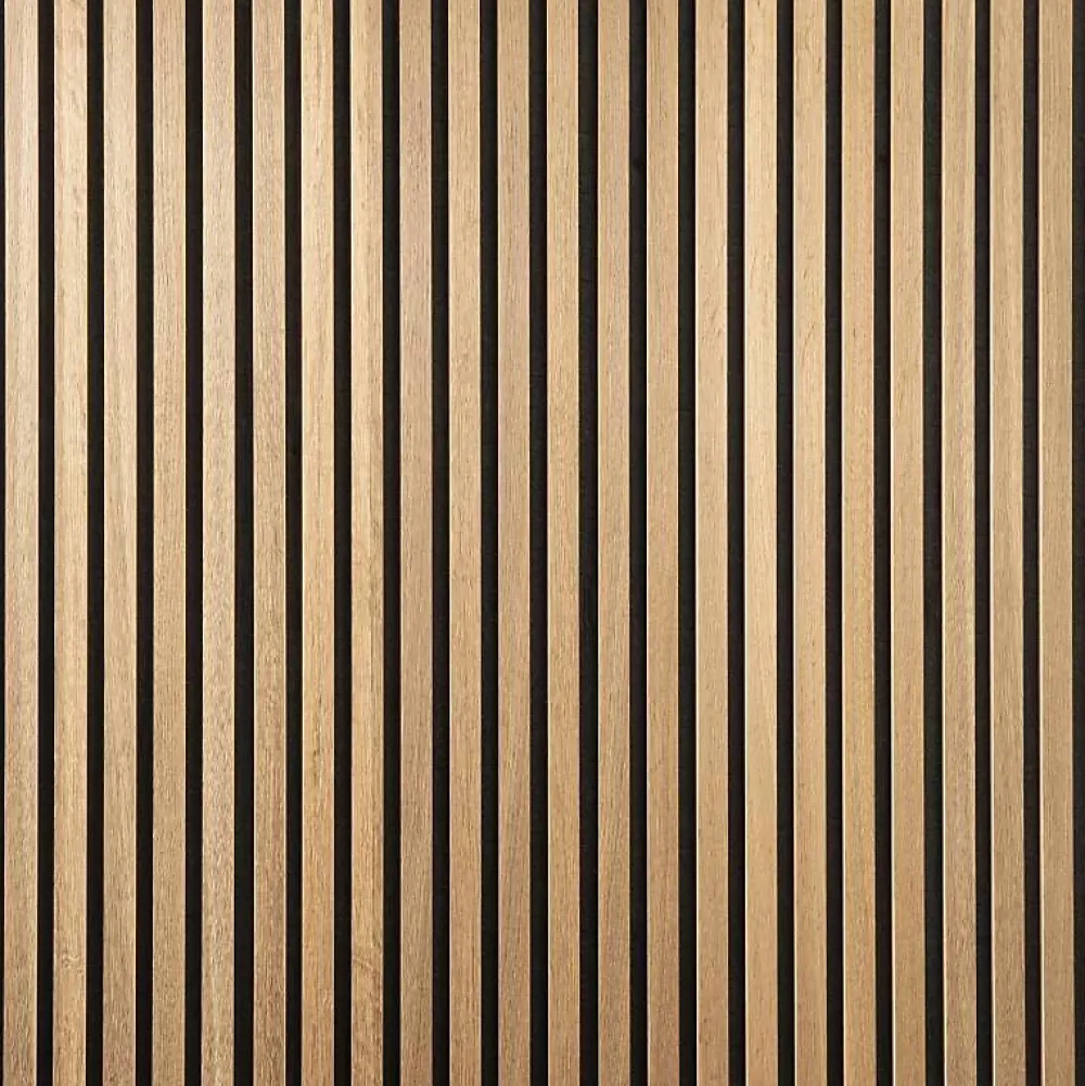 Decoon Panneau tasseaux bois 250 x 30 x 1cm - Lamelles chêne doré véritable fond noir - 0,75m²- Panneau Tasseau Bois