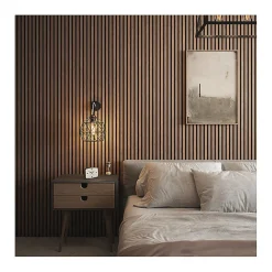 Kosmi Panneaux Acoustiques Décoratifs en MDF Lot de 4, Noyer, 240x60cm- Panneau Tasseau Bois