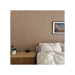 Kosmi Panneaux Acoustiques Décoratifs en MDF Lot de 4, Chêne Blanc, 240x60cm- Panneau Tasseau Bois