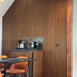 Kosmi Panneaux Acoustiques Décoratifs en MDF Lot de 4, Teck, 240x60cm- Panneau Tasseau Bois