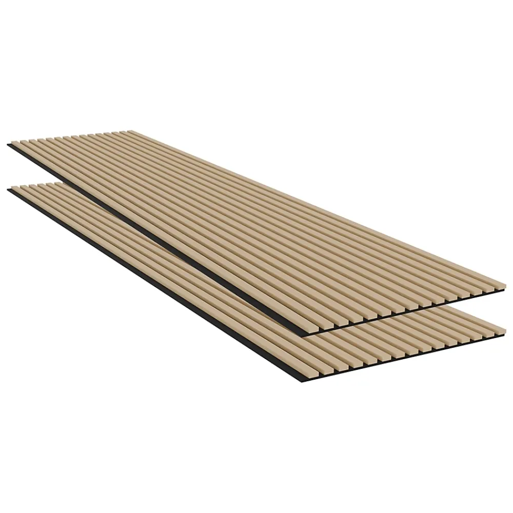 Ps Global Company Panneau Tasseau Bois<Panneaux Acoustiques Décoratifs Chêne Feutrine Noir 240 x 60 x 2,1 cm Lot de 2