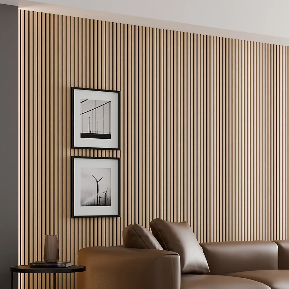 Ps Global Company Panneau Tasseau Bois<Panneaux Acoustiques Décoratifs Chêne Feutrine Noir 240 x 60 x 2,1 cm Lot de 2