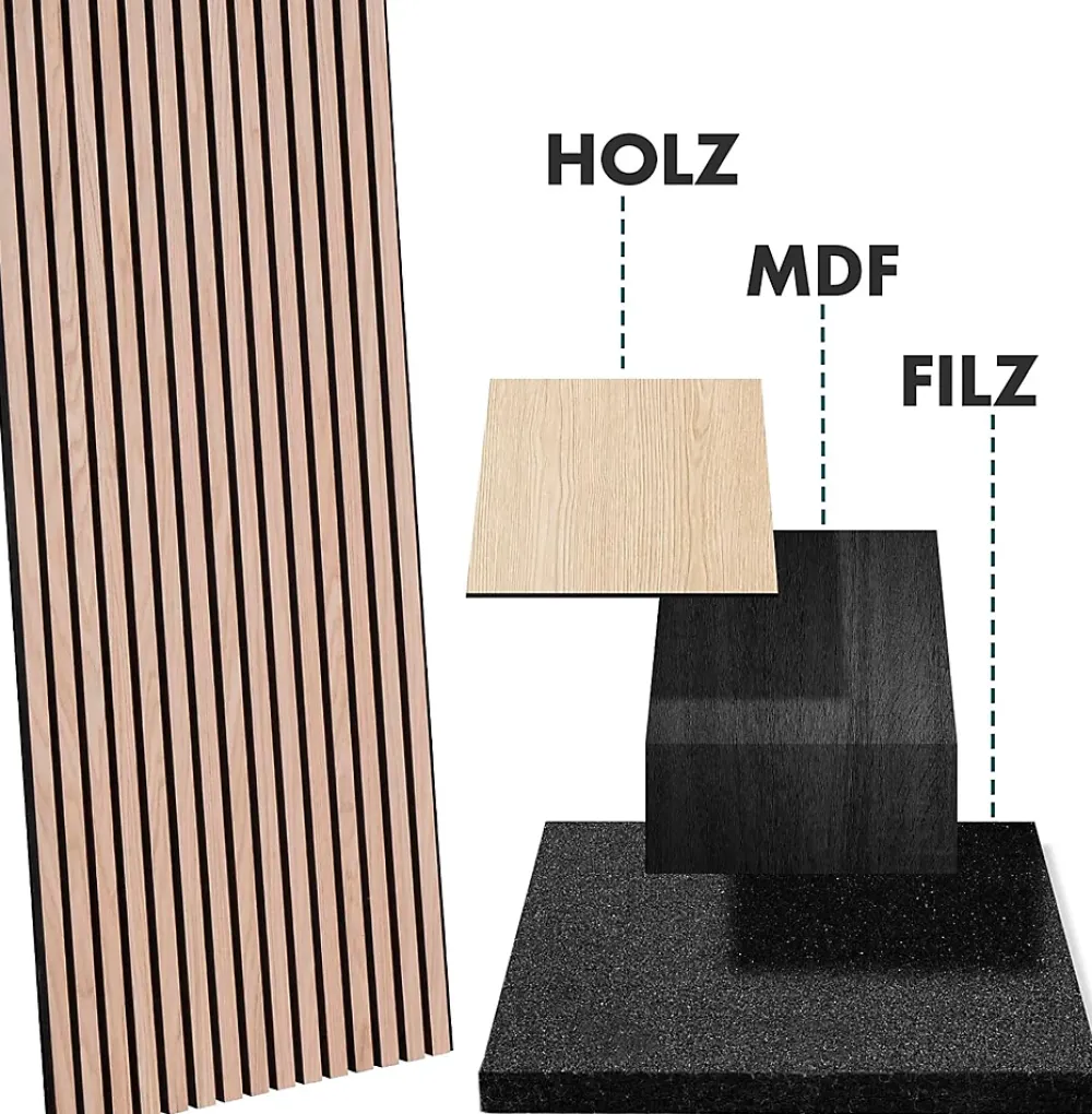 Floordirekt Panneaux acoustiques en aspect bois, 1 Pièce, 118 x 60 cm, White Oak- Panneau Décoratif En Bois