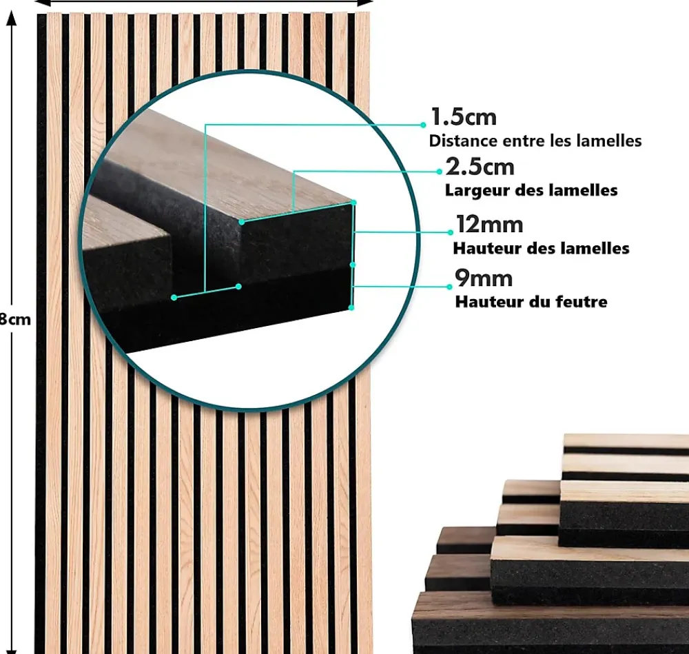 Floordirekt Panneaux acoustiques en aspect bois, 1 Pièce, 118 x 60 cm, White Oak- Panneau Décoratif En Bois