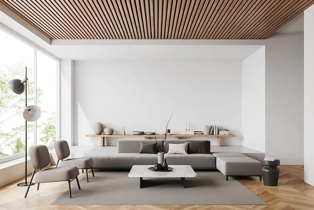 Floordirekt Panneaux acoustiques en aspect bois, 1 Pièce, 118 x 60 cm, White Oak- Panneau Décoratif En Bois