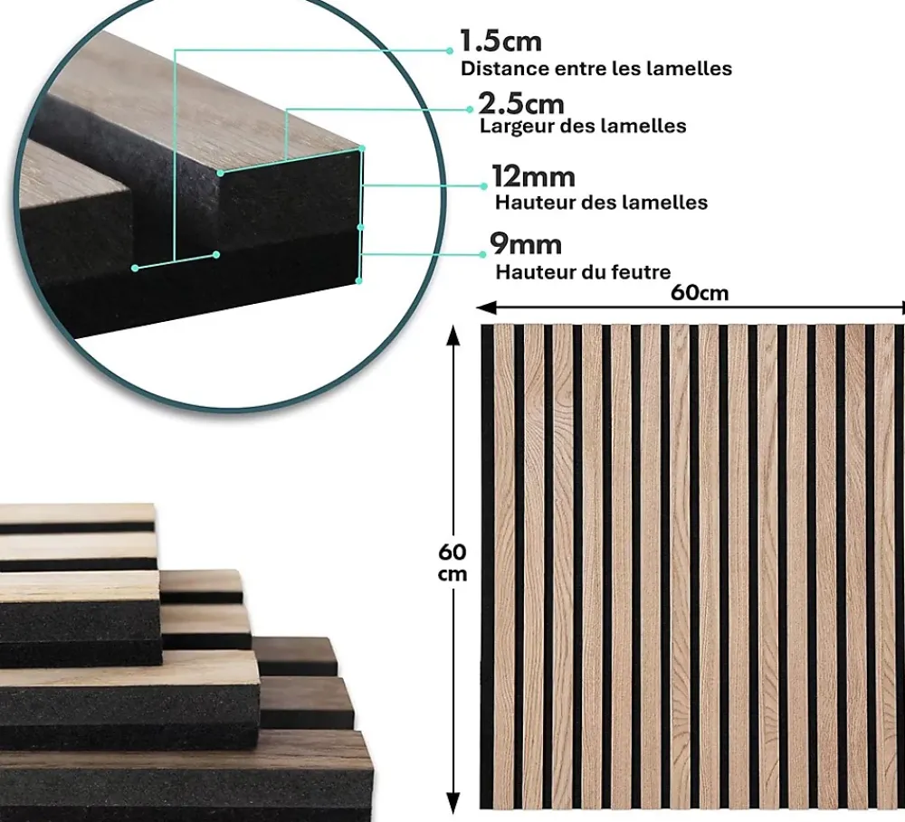 Floordirekt Panneau Décoratif En Bois<Panneaux acoustiques en aspect bois, 1 Pièce, 60 x 60 cm, Red Oak