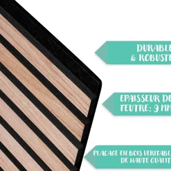 Floordirekt Panneaux acoustiques en aspect bois, 1 Pièce, 118 x 60 cm, Red Oak- Panneau Décoratif En Bois