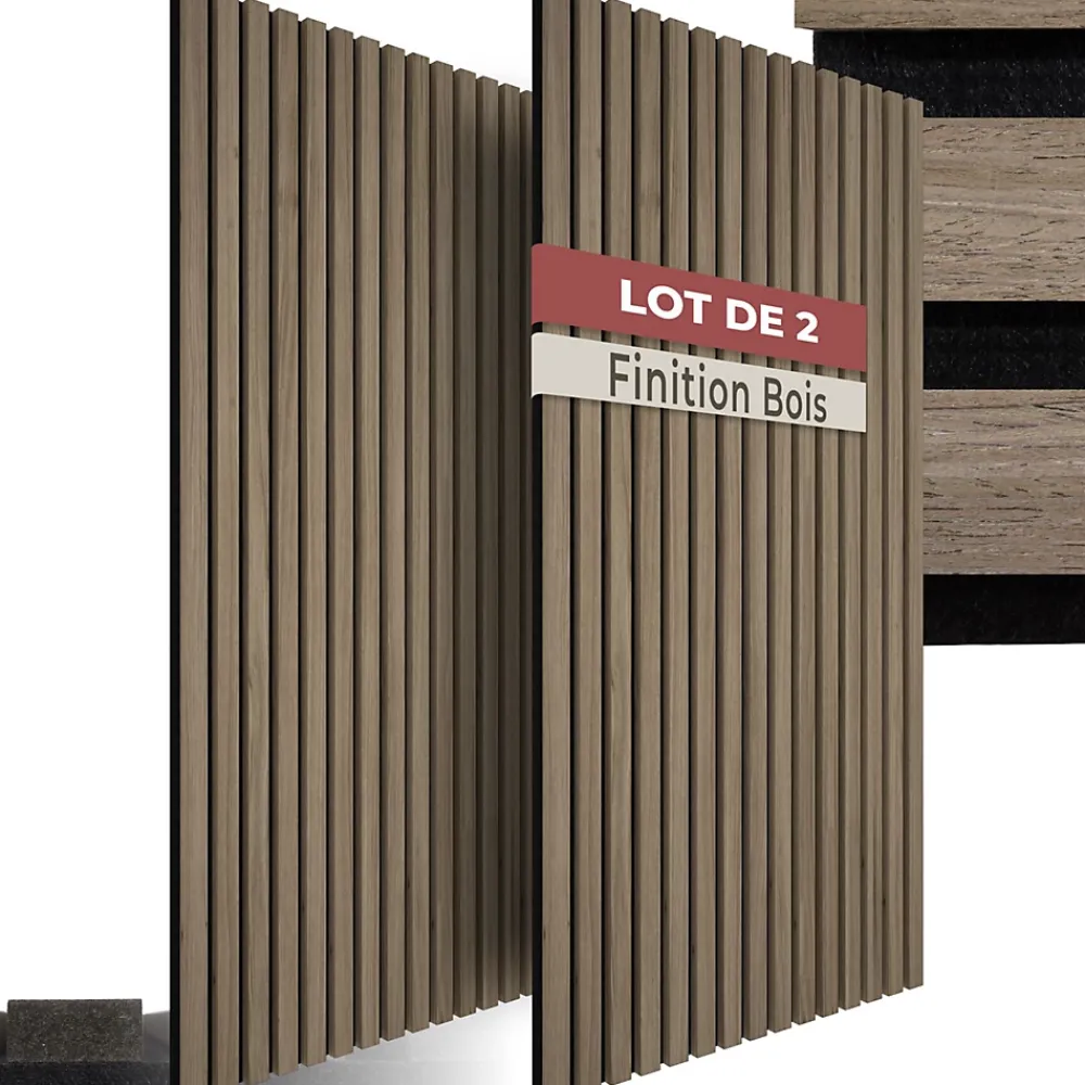 Tectake Panneaux acoustiques modernes aspect bois en MDF 120 x 60 x 2,1 cm- Panneau Tasseau Bois