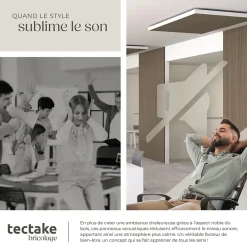 Tectake Panneaux acoustiques modernes aspect bois en MDF 120 x 60 x 2,1 cm- Panneau Tasseau Bois