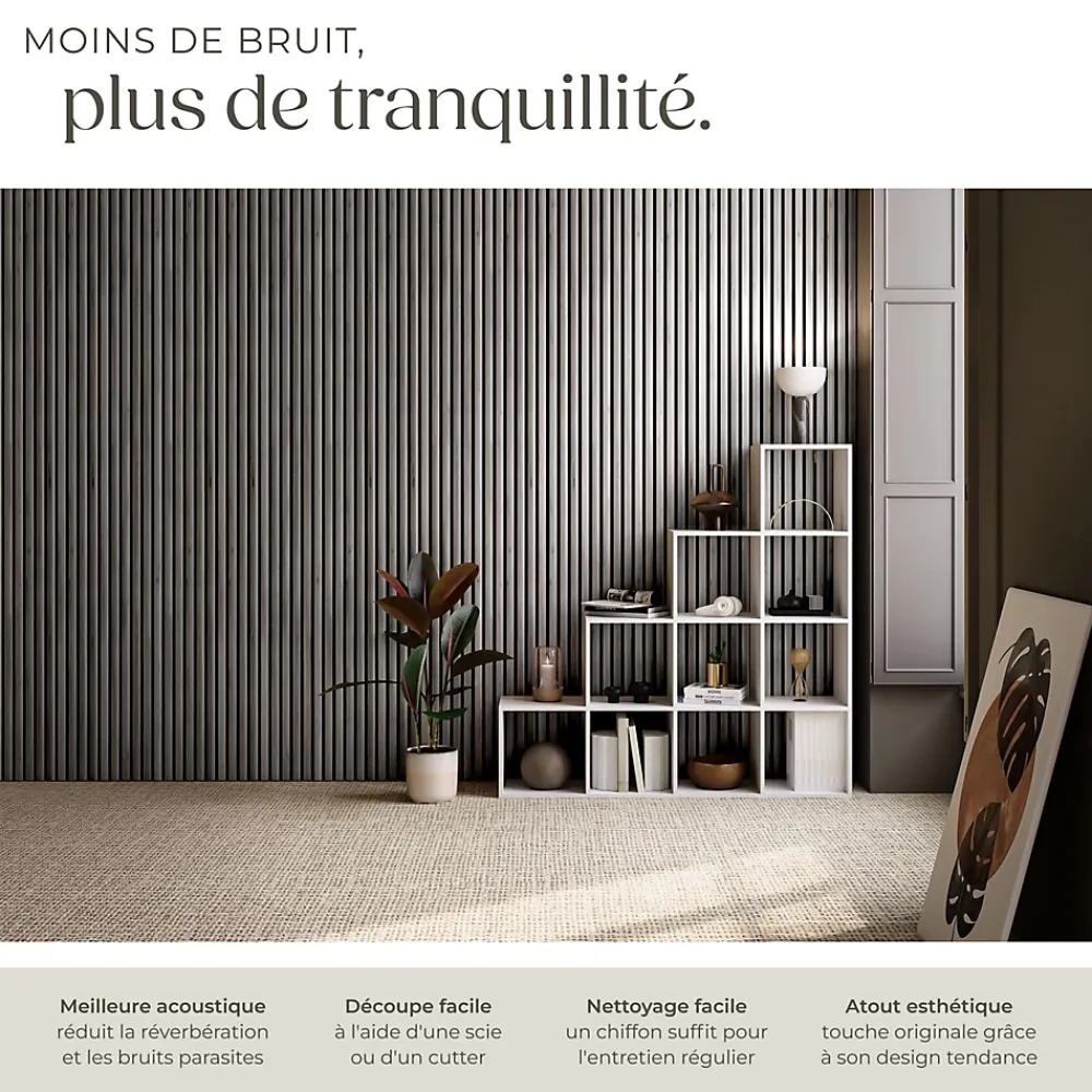 Tectake Panneaux acoustiques modernes aspect bois en MDF 120 x 60 x 2,1 cm- Panneau Tasseau Bois
