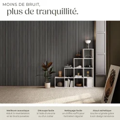 Tectake Panneaux acoustiques modernes aspect bois en MDF 120 x 60 x 2,1 cm- Panneau Tasseau Bois