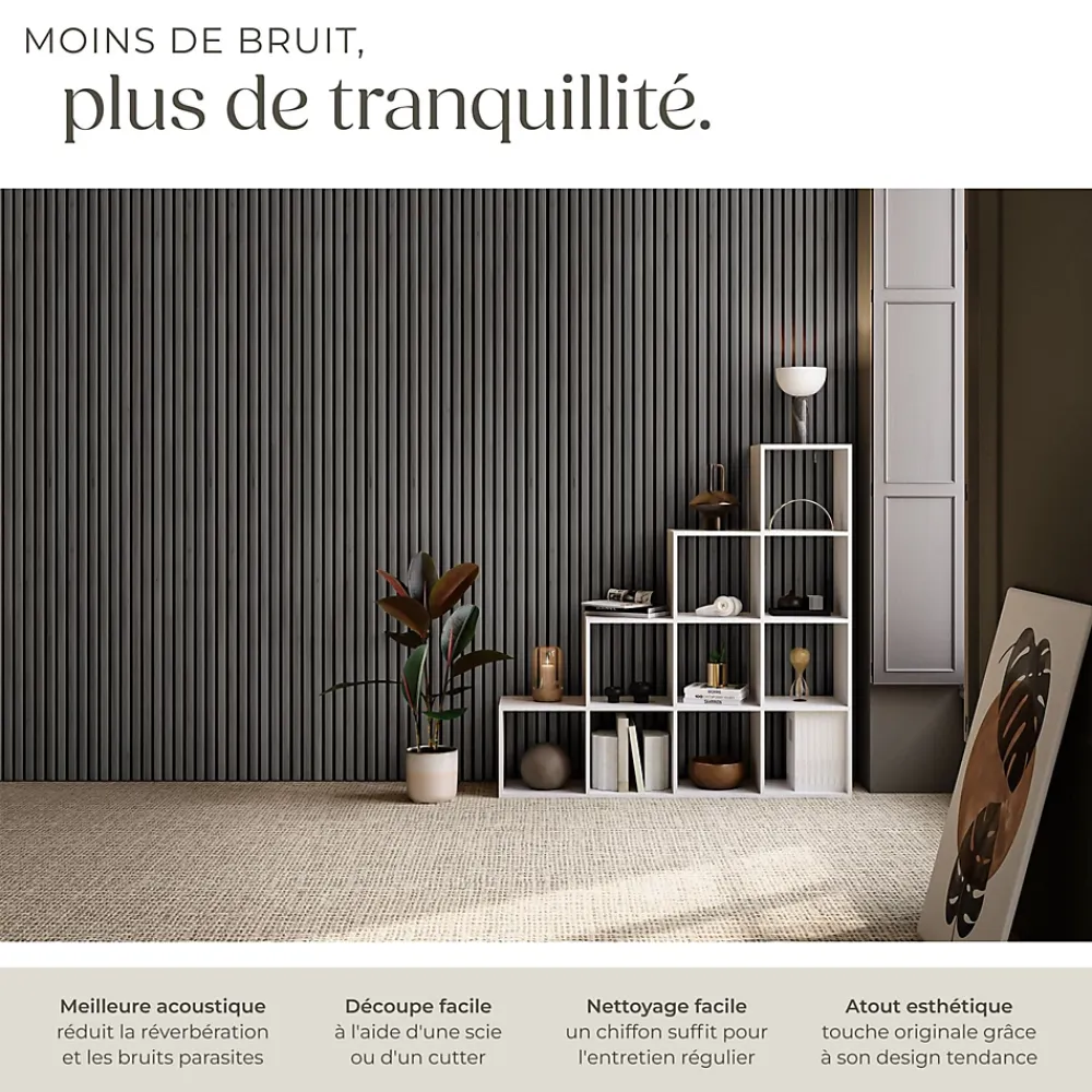 Tectake Panneaux acoustiques modernes aspect bois en MDF 120 x 60 x 2,1 cm- Panneau Tasseau Bois