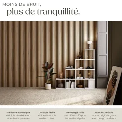 Tectake Panneaux acoustiques modernes aspect bois en MDF 120 x 60 x 2,1 cm- Panneau Tasseau Bois
