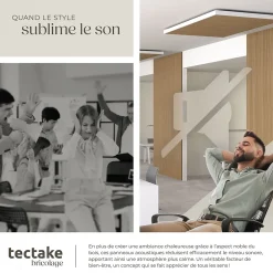 Tectake Panneaux acoustiques modernes aspect bois en MDF 120 x 60 x 2,1 cm- Panneau Tasseau Bois