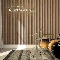 Tectake Panneaux acoustiques modernes aspect bois en MDF 120 x 60 x 2,1 cm- Panneau Tasseau Bois