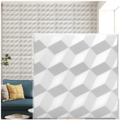 Deccart Panneaux de plafond et panneaux muraux Decoratif 3D Romby Blanc 2m² / 8pièces- Panneau Mural Décoratif