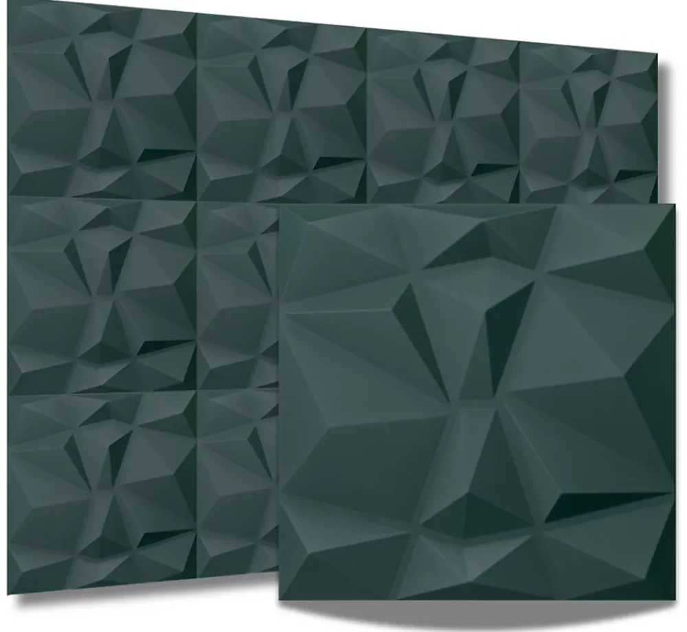 Deccart Panneaux de plafond et panneaux muraux 3D Bursztyn Vert 2 m²/ 8pièces- Panneau Mural Décoratif