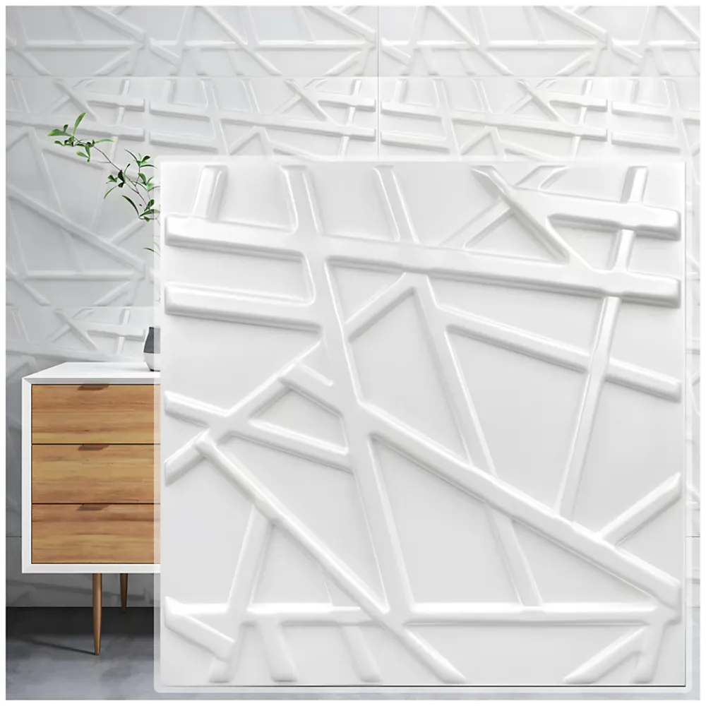 Deccart Panneau Mural Décoratif<Panneaux de plafond et panneaux muraux Decoratif 3D Line Blanc 2m² / 8pièces