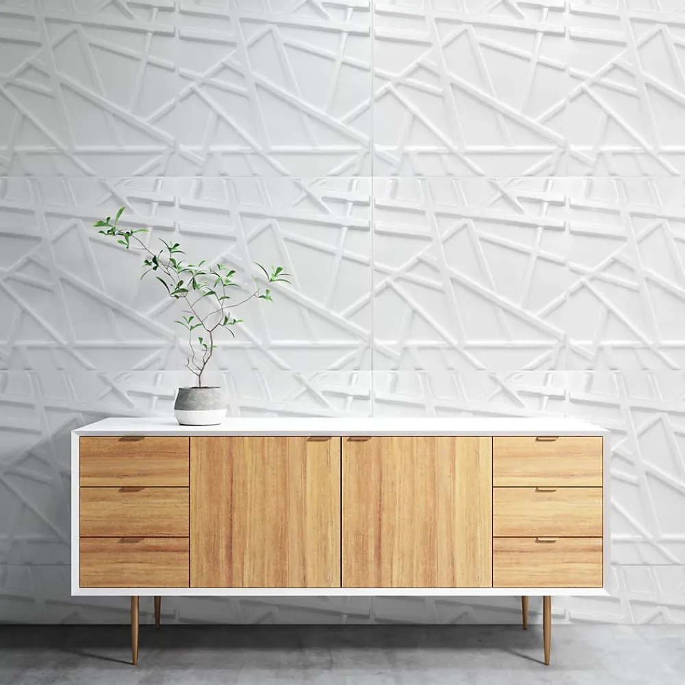 Deccart Panneau Mural Décoratif<Panneaux de plafond et panneaux muraux Decoratif 3D Line Blanc 2m² / 8pièces