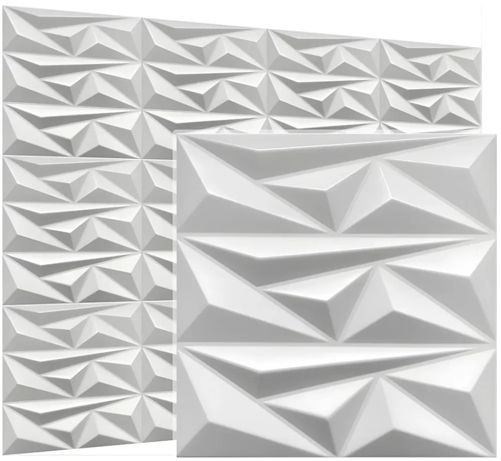 Deccart Panneaux de plafond et panneaux muraux Decoratif 3D Topaz Blanc 8m² / 32pièces- Panneau Mural Décoratif