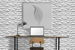 Deccart Panneaux de plafond et panneaux muraux Decoratif 3D Topaz Blanc 8m² / 32pièces- Panneau Mural Décoratif